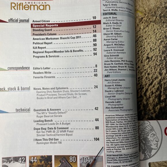 American Rifleman NRA Magazine November 2011 Vol 159 No 11 u National Rifle Ass - Picture 5 of 12